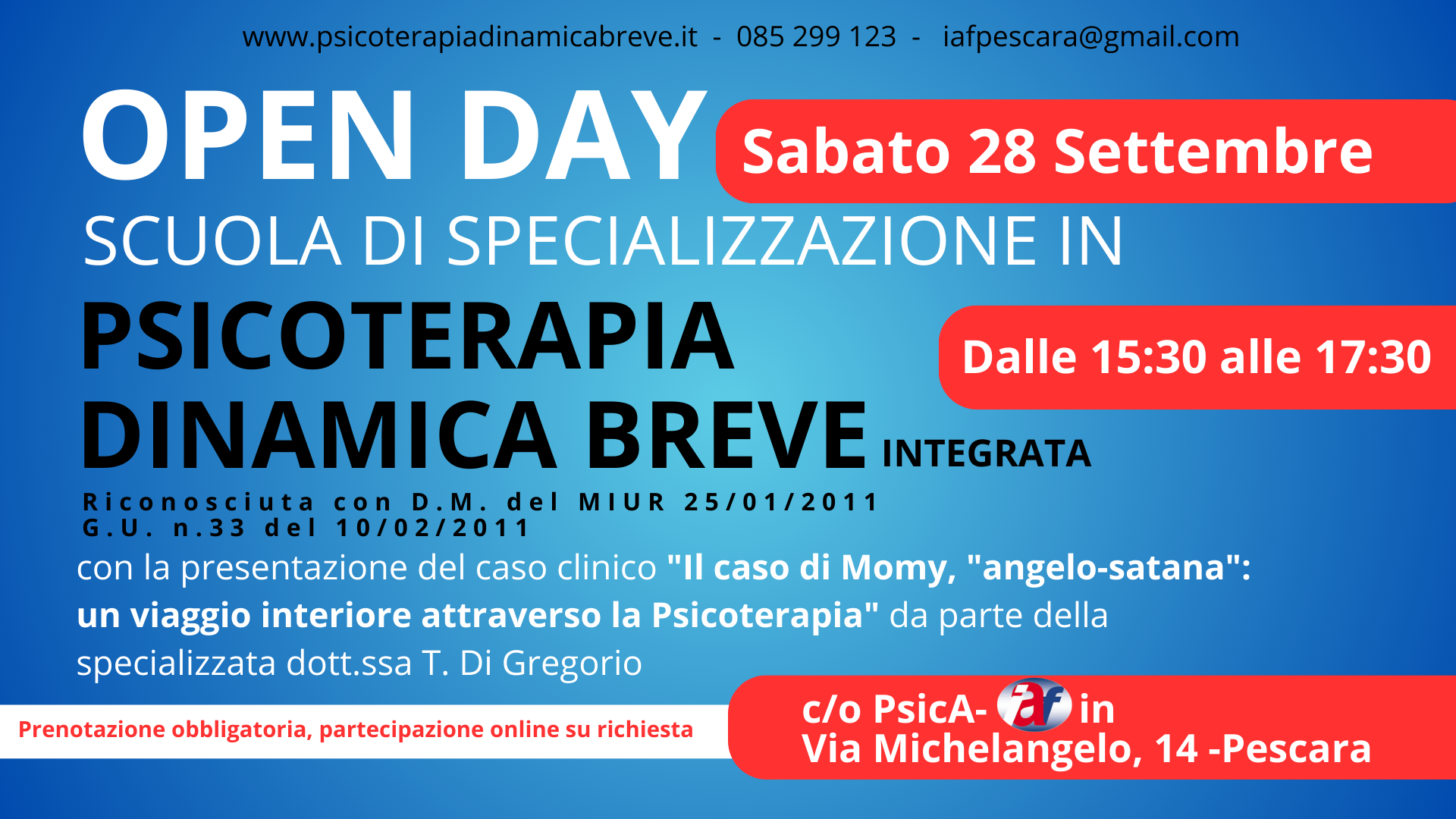 Open Day SABATO 28 SETTEMBRE 2024